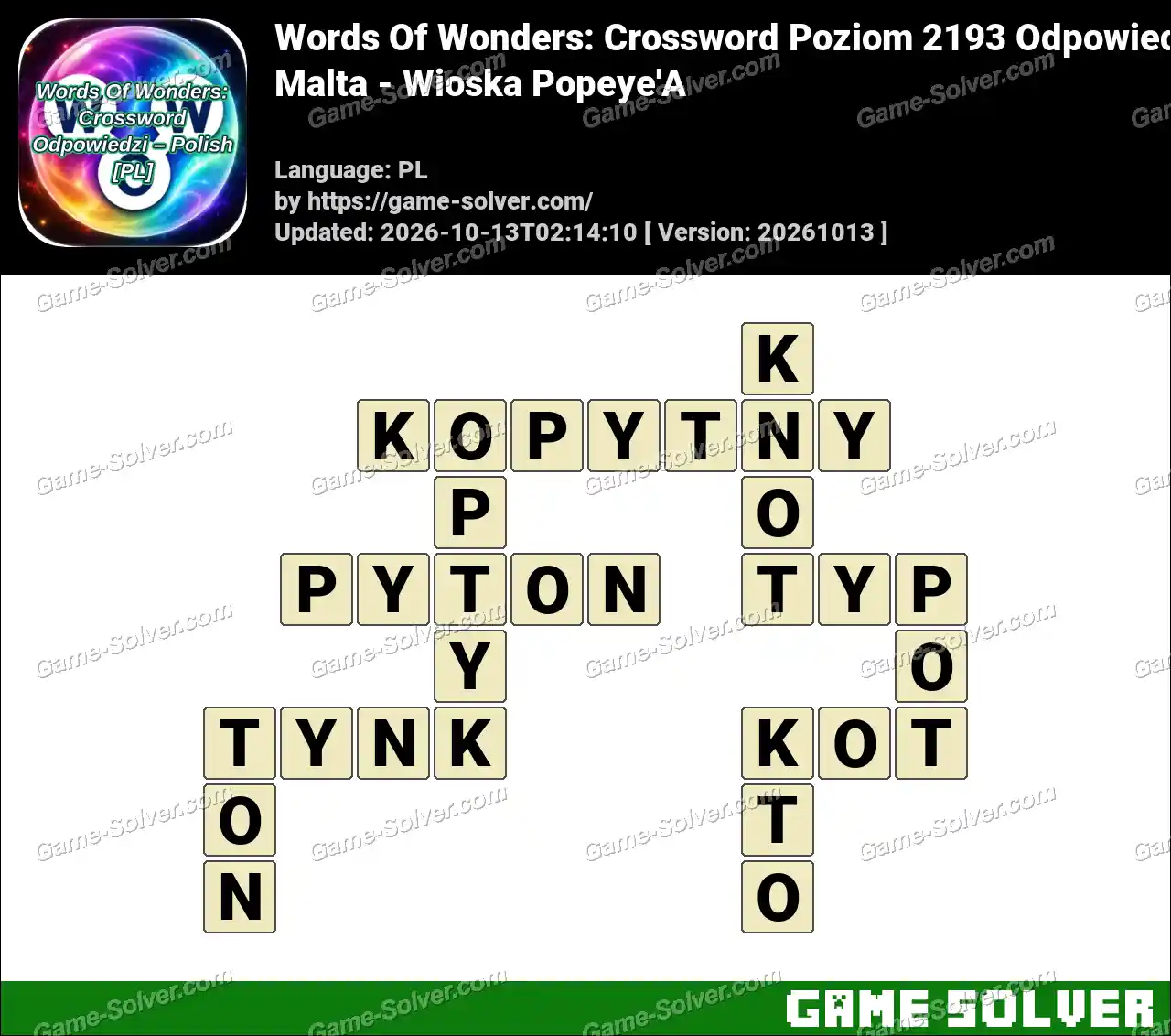 Words Of Wonders: Crossword Poziom 2193 Odpowiedzi – Malta – Wioska Popeye’A